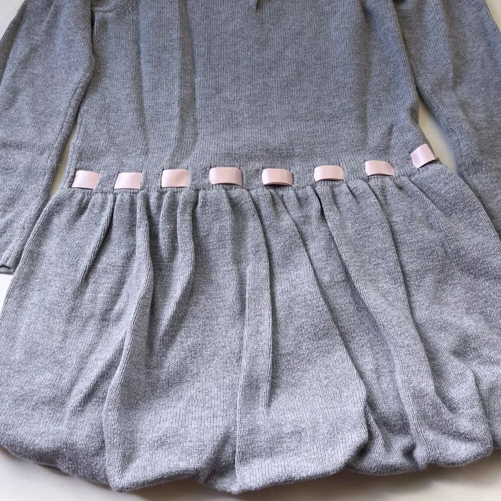 Janie and Jack Bubble Sweater Dress with Ribbon Size 5